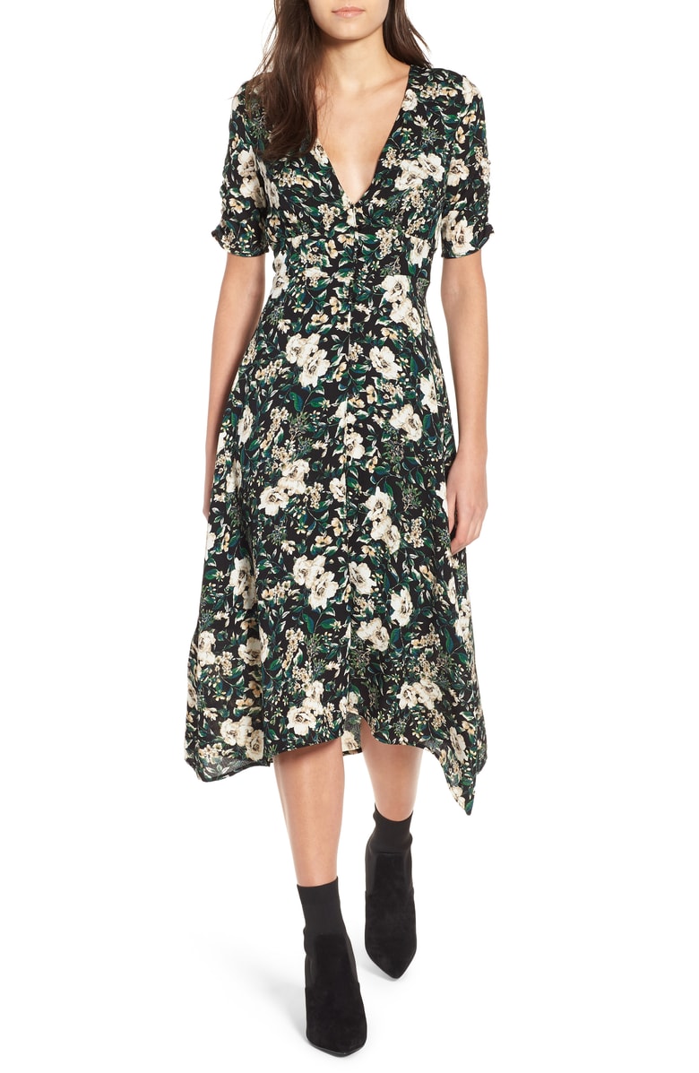 astr the label button front midi dress
