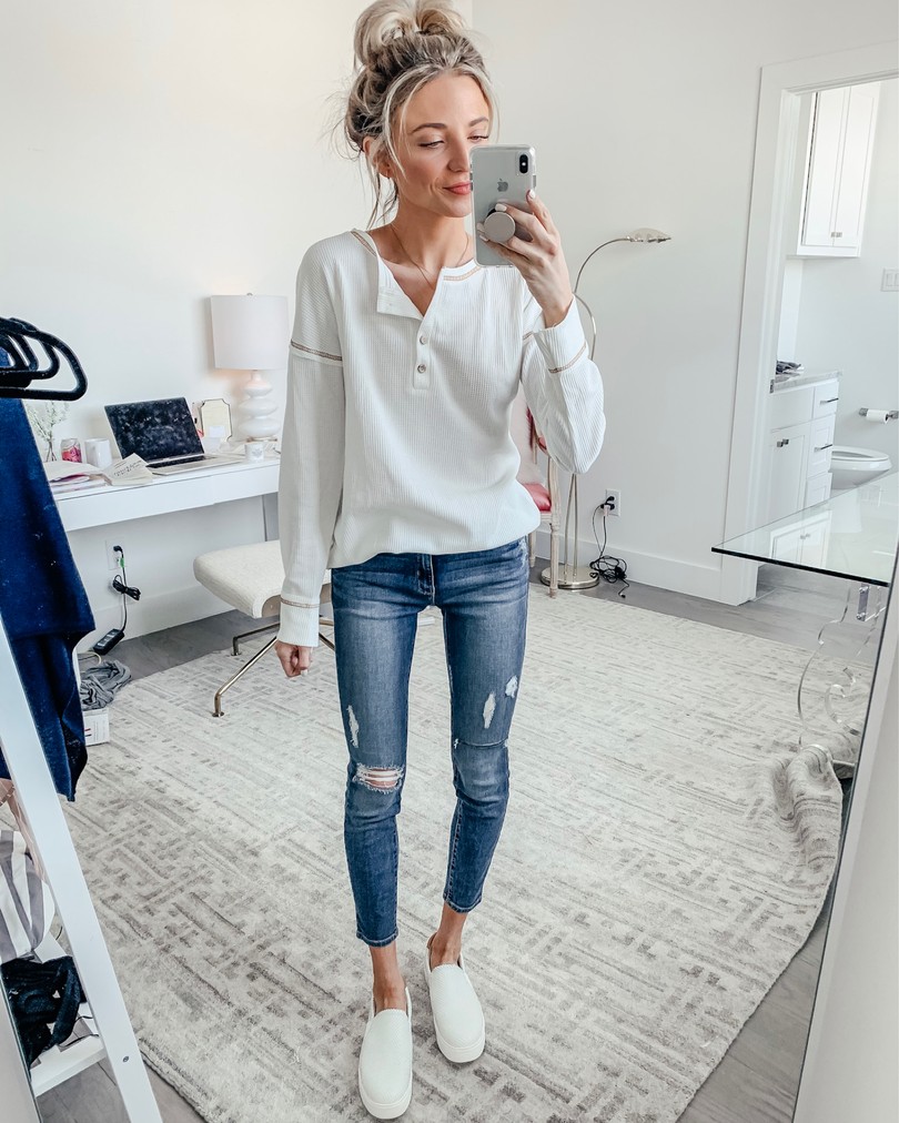 white henley top