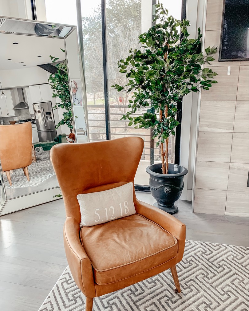 west elm chair potted plant