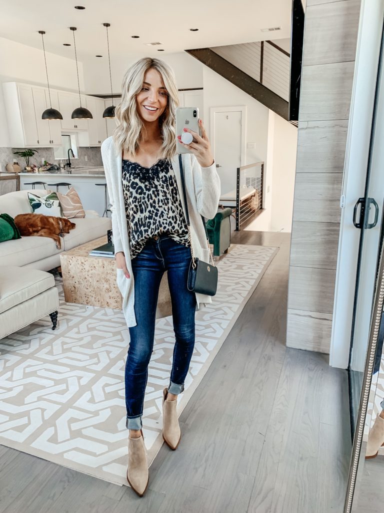 bp leopard lace cami cardigan
