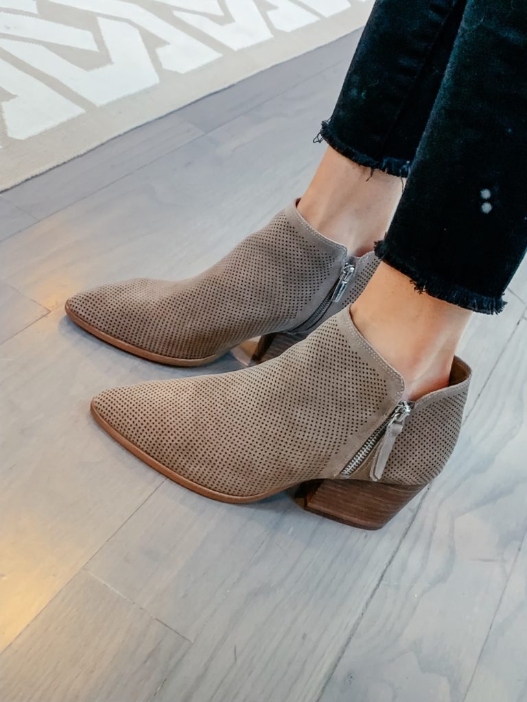 vince camuto taupe booties