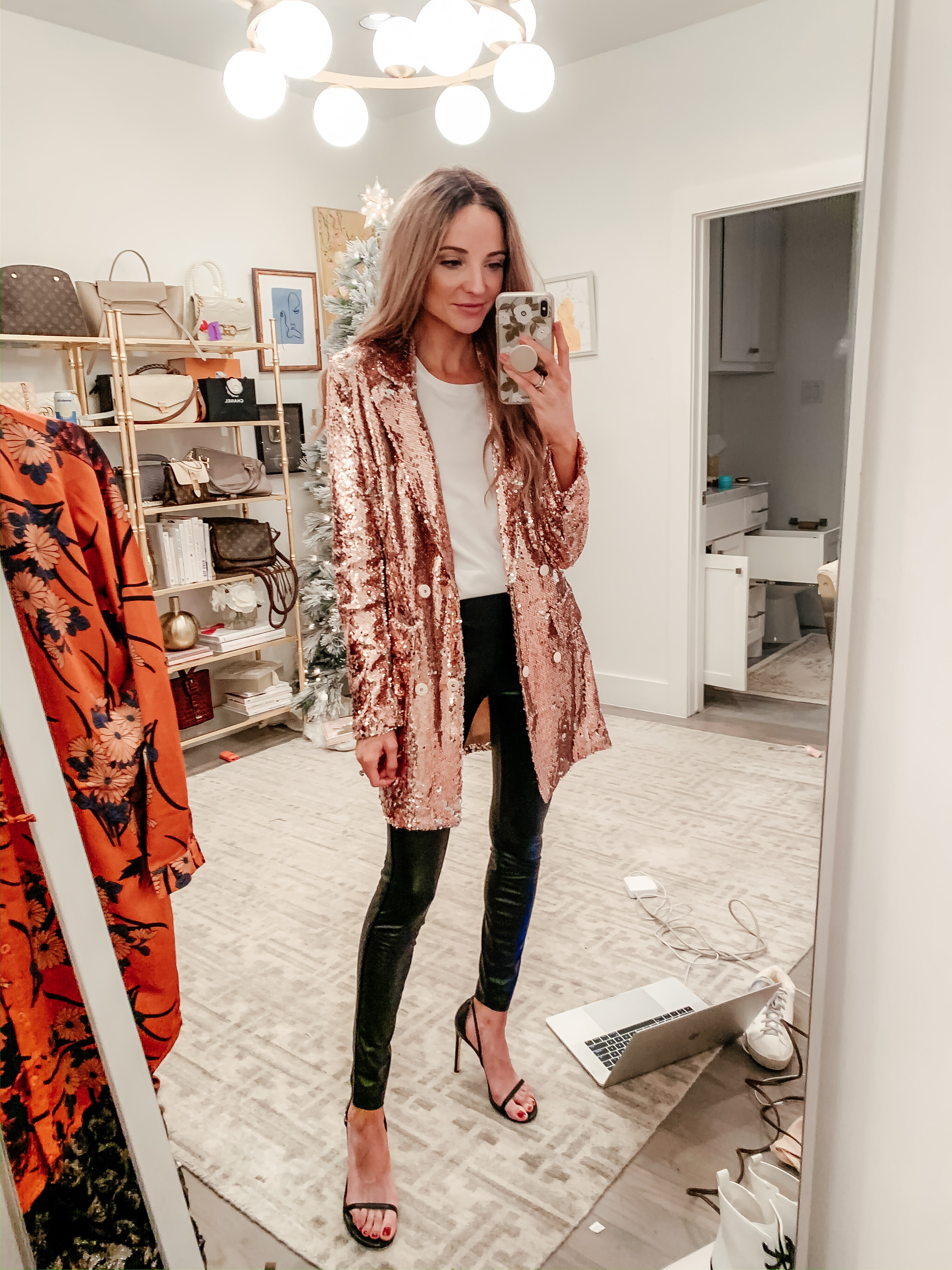 rose blazer outfit