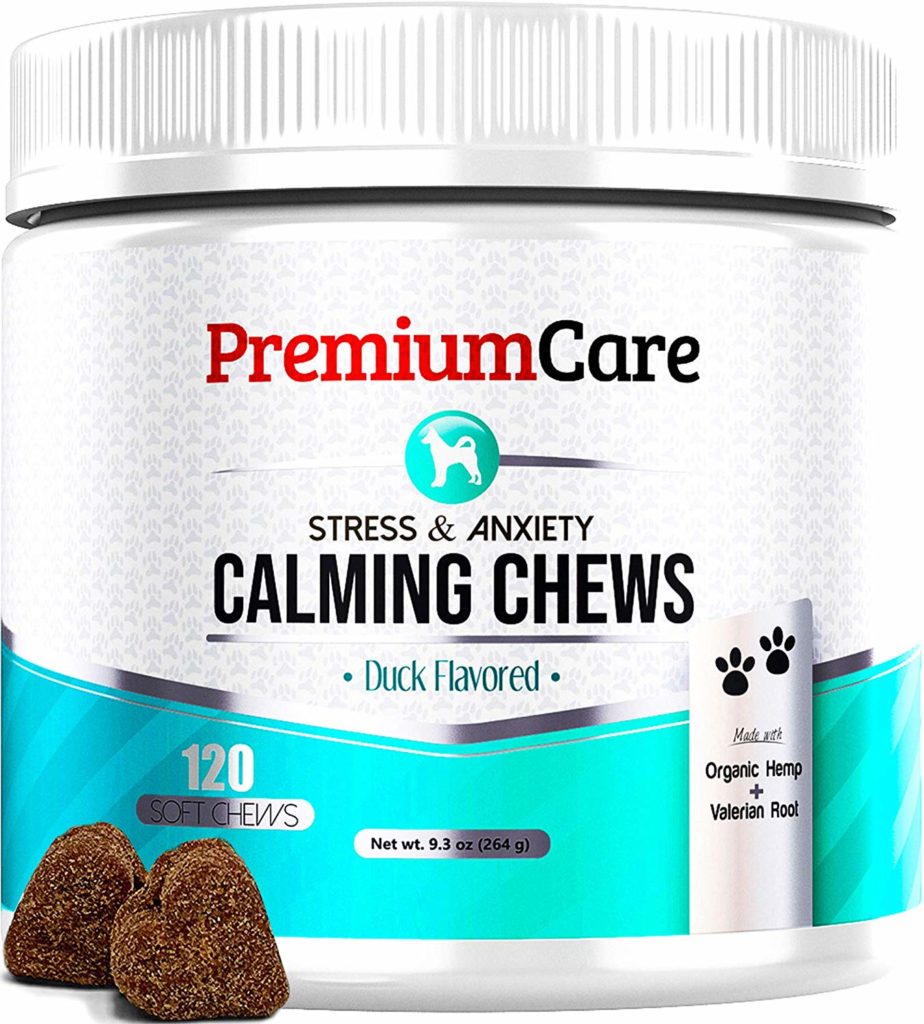 premium care stress and anxiety calming chews duck flavored hazel